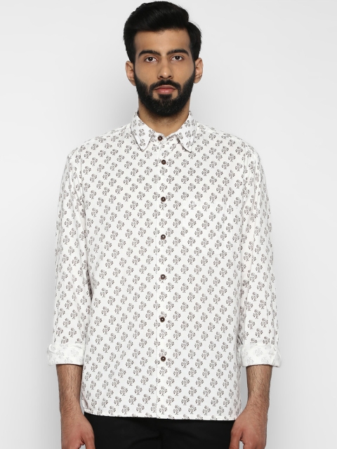 

ColorPlus Men White Regular Fit Printed Casual Shirt