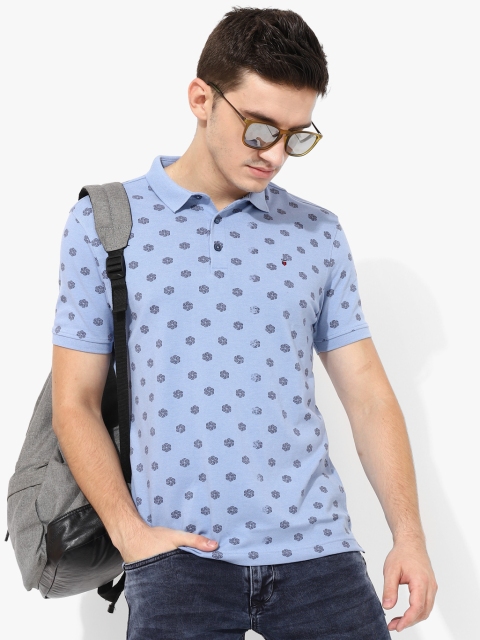 

Blue Self Design Regular Fit Polo T-Shirt