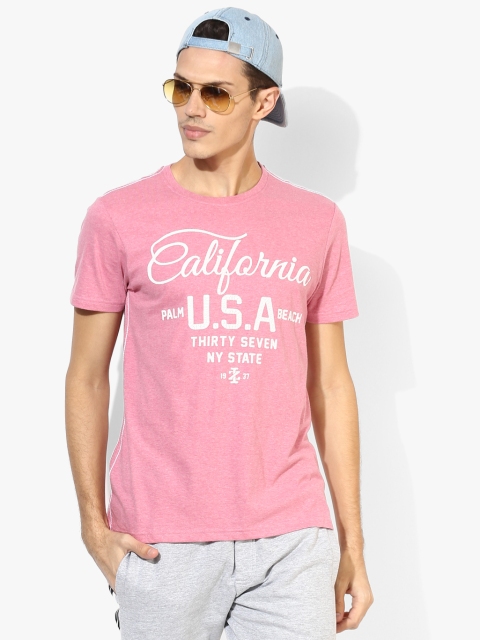 

Pink Printed Slim Fit Polo T-Shirt