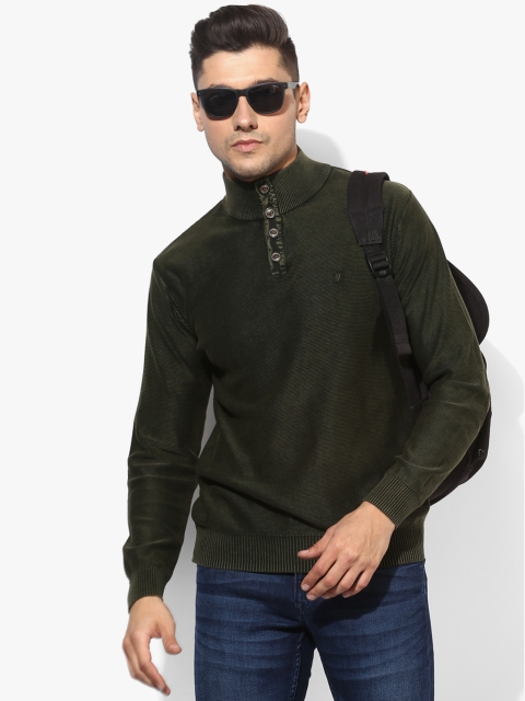

Olive Textured High Neck Sweater