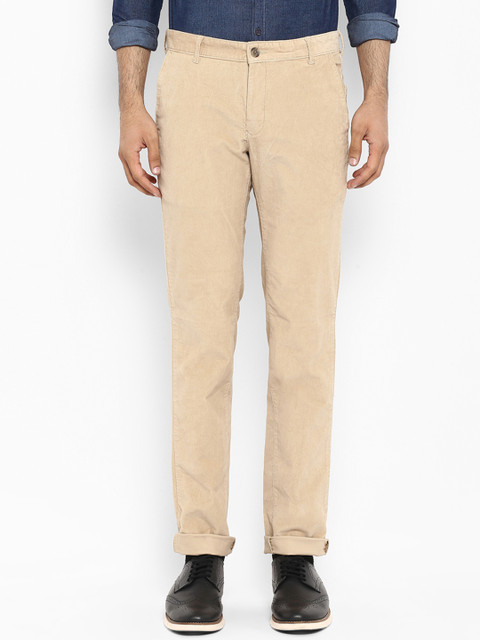 

ColorPlus Men Beige Tailored Fit Solid Regular Corduroy Trousers