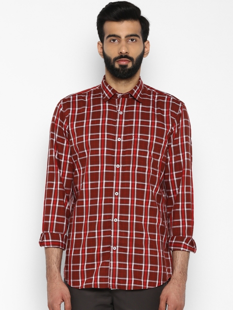 

ColorPlus Men Red Tailored Fit Checked Casual Shirt