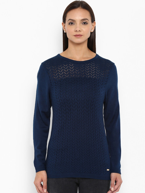 

Park Avenue Women Navy Blue Self Design Pullover