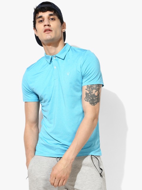 

Allen Solly Men Blue Self Design Polo Collar T-shirt