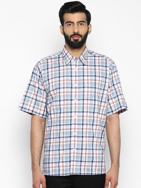 

ColorPlus Men Blue & White Regular Fit Checked Casual Shirt