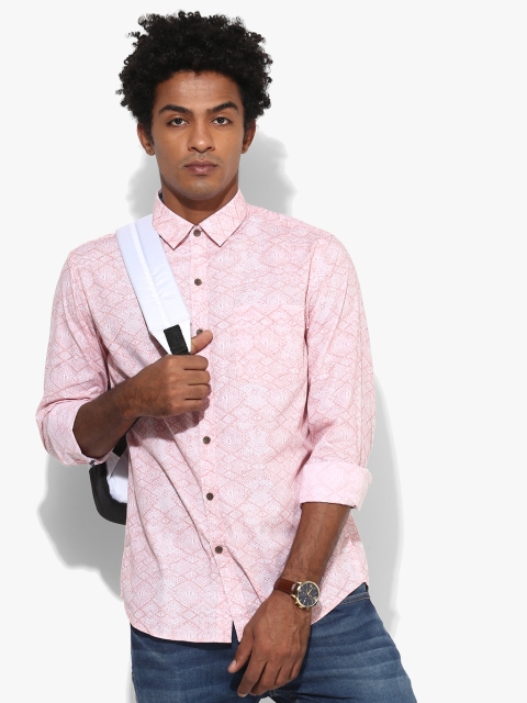 

Pink Printed Slim Fit Casual Shirt
