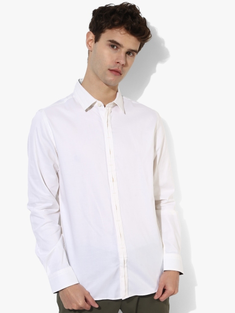 

Off White Textured Slim Fit Casual Shirt
