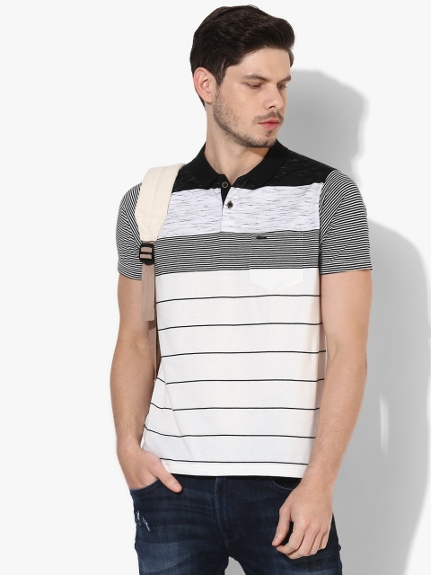 

Proline Men White Striped Polo Collar T-shirt