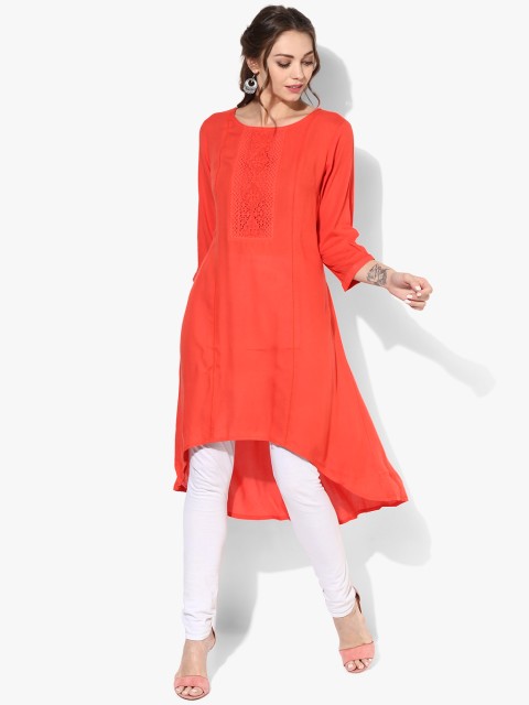 

Naari Women Orange Solid A-Line Kurta