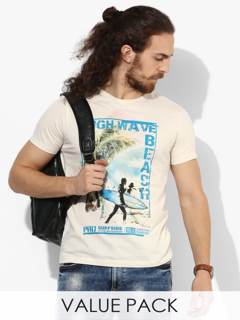 

Multicoloured Printed Round Neck T-Shirt, Multi