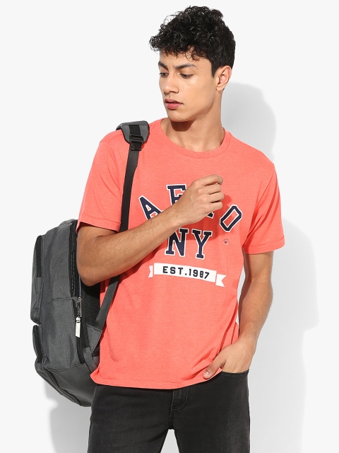 

Aeropostale Men Peach-Coloured Printed Round Neck T-shirt