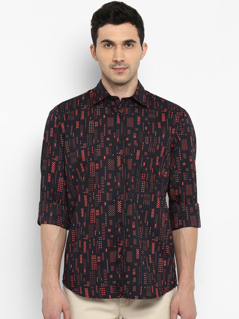 

ColorPlus Men Black & Red Tailored Fit Printed Casual Shirt
