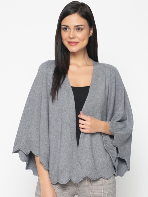 

Gipsy Women Grey Solid Open Front Shrug