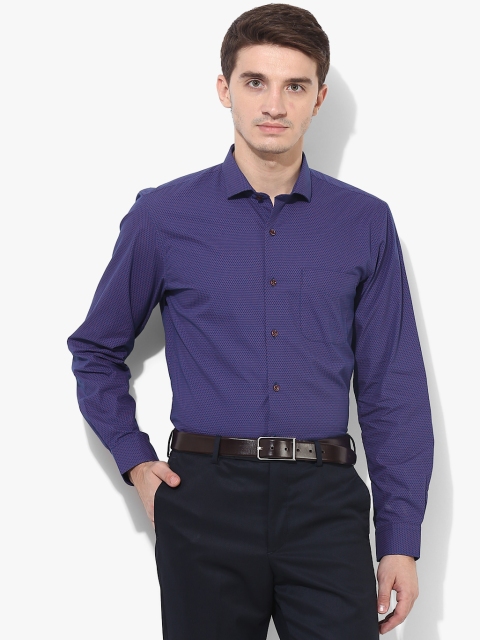 

Blue Printed Slim Fit Casual Shirt