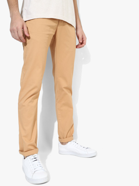 

Beige Solid Slim Fit Chinos