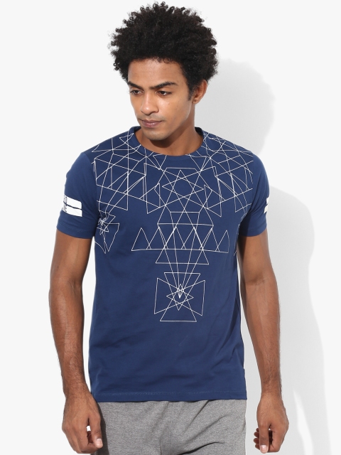 

Blue Printed Round Neck T-Shirt