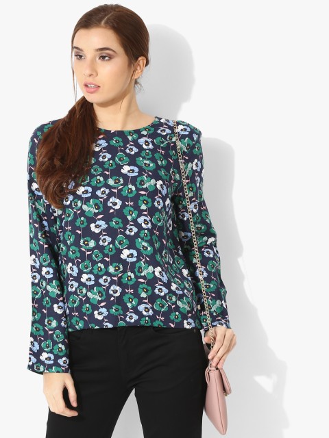 

Navy Blue Printed Blouse