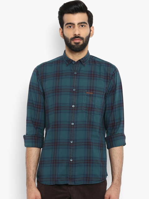 

ColorPlus Men Blue Tailored Fit Checked Casual Shirt