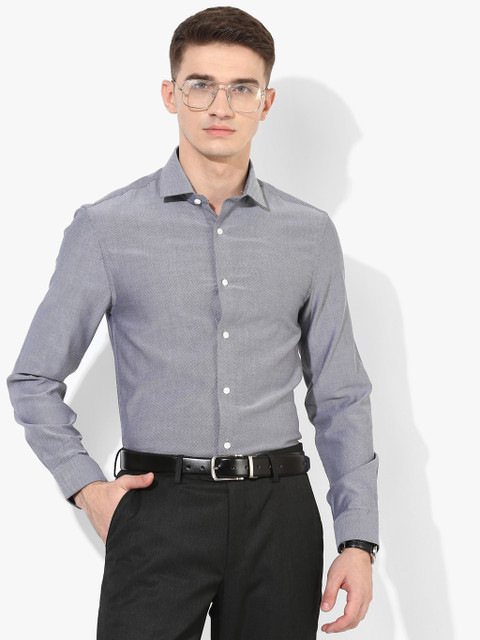

Grey Self Design Regular Fit Formal Shirt