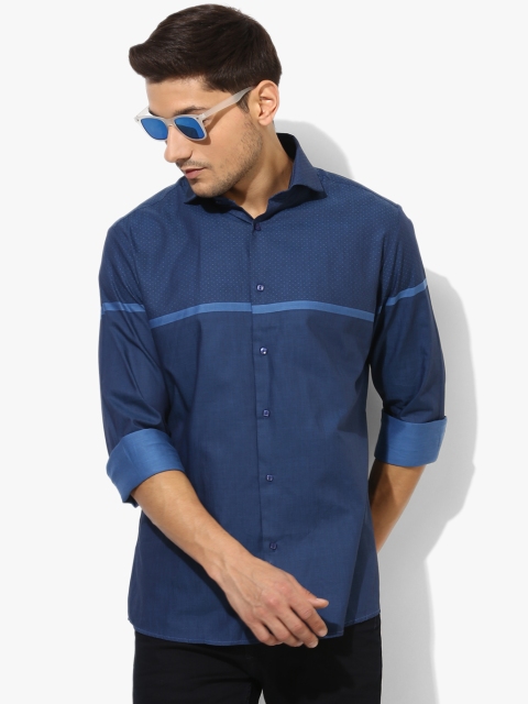 

Blue Printed Slim Fit Casual Shirt