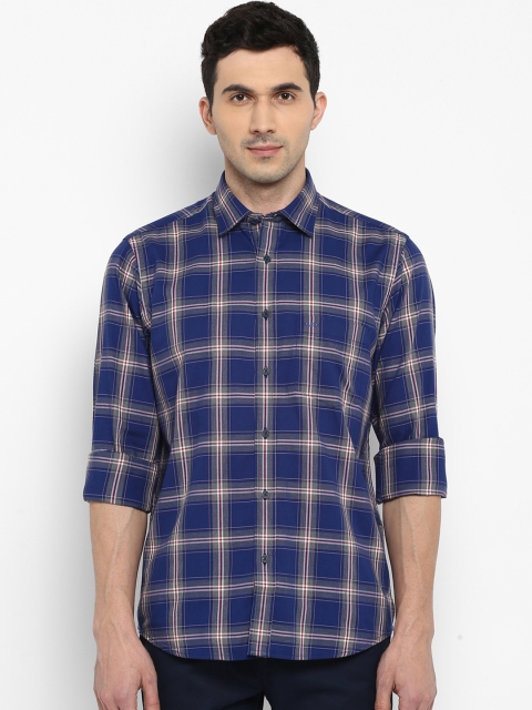

ColorPlus Men Navy Blue & Off-White Tailored Fit Checked Casual Shirt