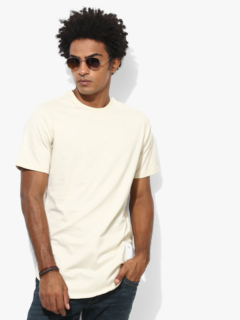 

Cream Round Neck T-Shirt
