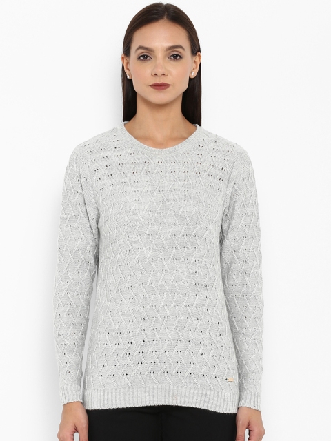 

Park Avenue Women Grey Self Design Pullover