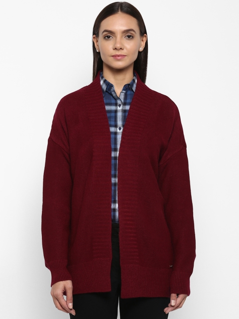 

Park Avenue Women Red Solid Front-Open Sweater