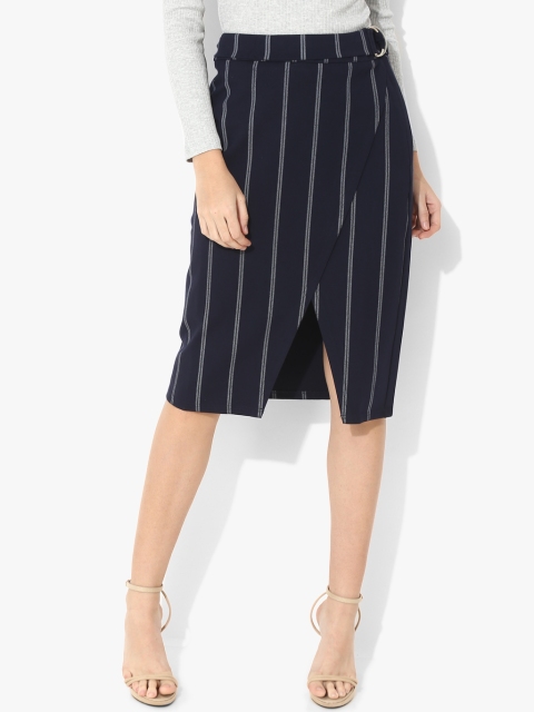 

Navy Blue Striped Pencil Skirt