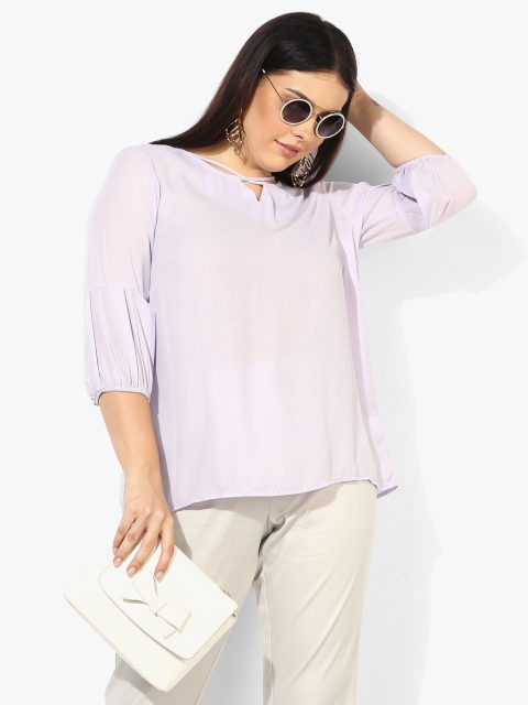 

nexus Plus Size Women Lavender Solid Top