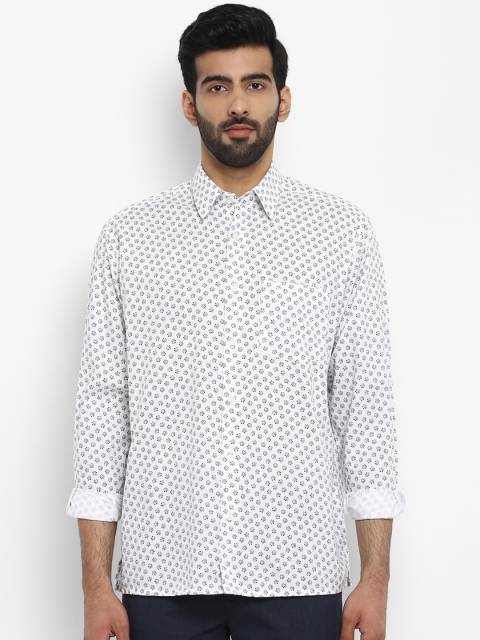 

ColorPlus Men White Regular Fit Printed Casual Shirt