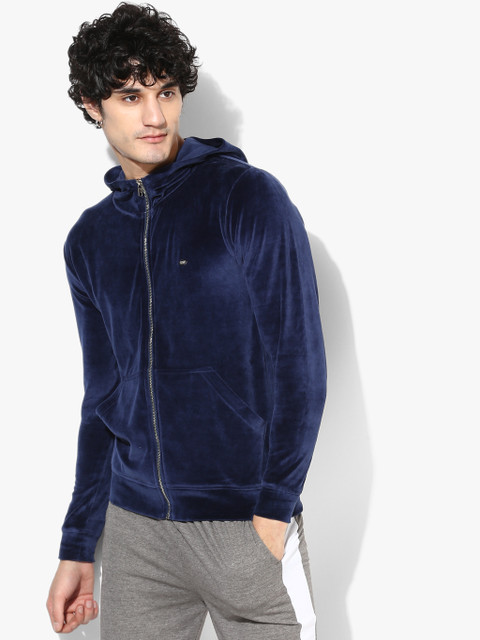 

Navy Blue Solid Sweat Jacket