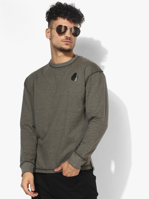 

Olive Self Design Sweatshirt