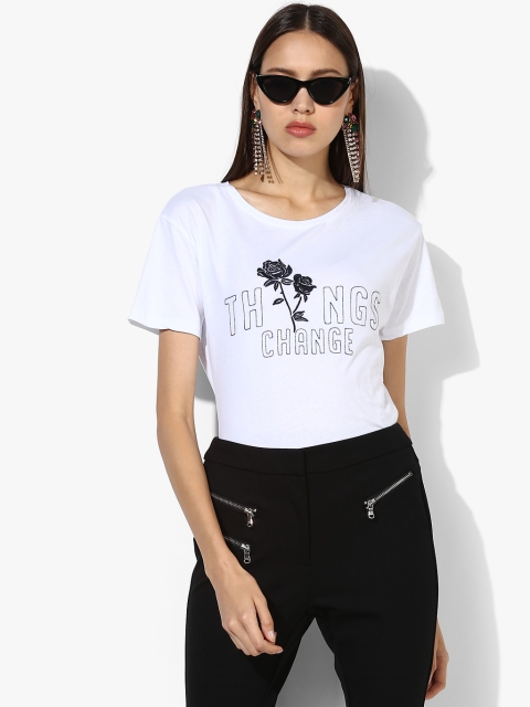 

White Printed Regular Fit Ruond Neck T-Shirt