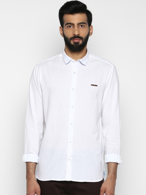 

ColorPlus Men White Tailored Fit Solid Casual Shirt