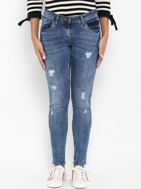 

Park Avenue Women Blue Slim Fit Mid-Rise Mildly Distressed Stretchable Jeans