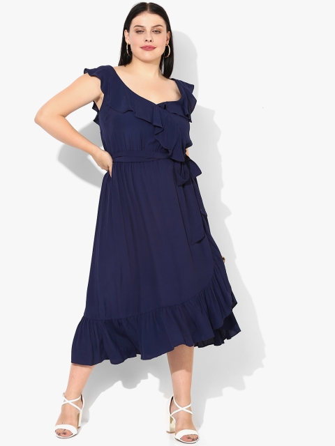 

DOROTHY PERKINS Curve Navy Blue Coloured Solid Shirt Dress