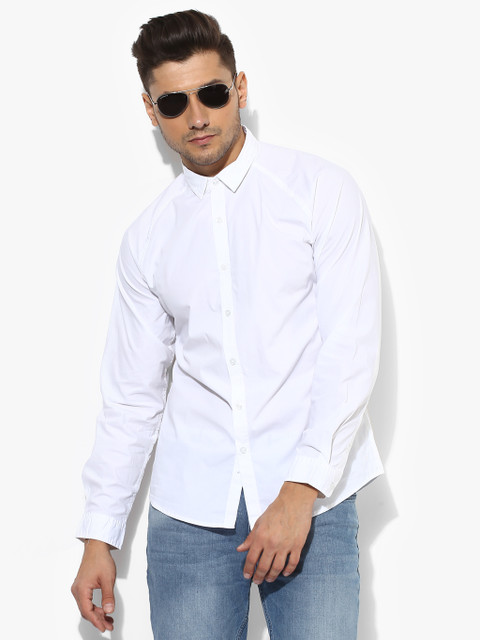 

White Solid Slim Fit Casual Shirt