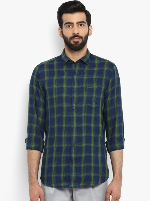 

ColorPlus Men Green Contemporary Regular Fit Checked Casual Shirt