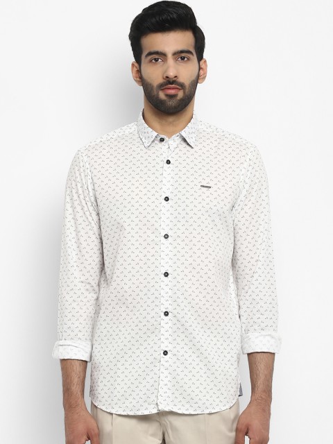 

ColorPlus Men White Tailored Fit Printed Casual Shirt