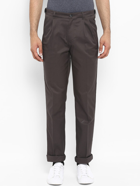 

ColorPlus Men Charcoal Slim Fit Self Design Regular Trousers