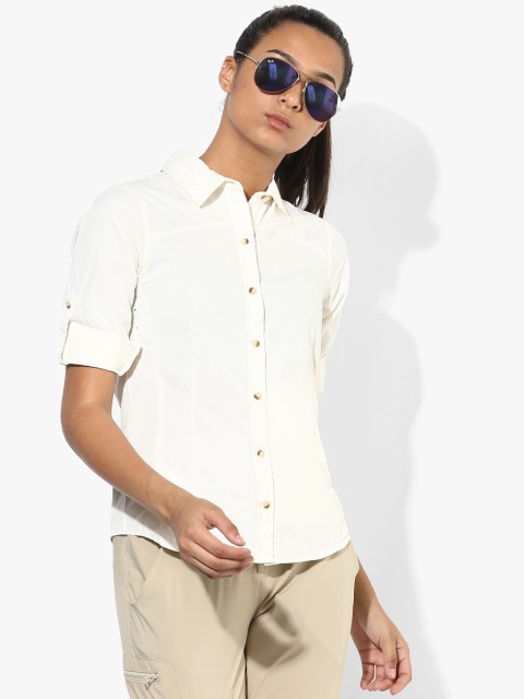 

Wildcraft Women Off-White Solid Casual Shirt