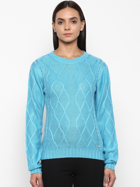

Park Avenue Women Blue Self Design Pullover