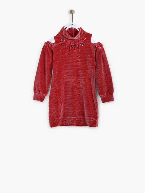 

Red Embellished Casual Top