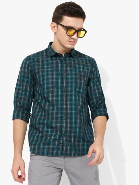 

Green Checked Slim Fit Casual Shirt