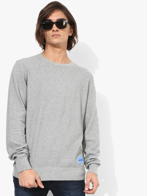 

Grey Self Design Round Neck Sweater