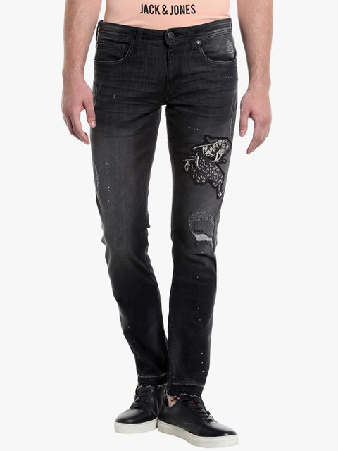 

Jack & Jones Men Grey Slim Fit Mid-Rise Clean Look Jeans