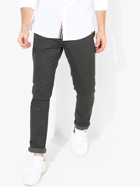 

Grey Self Design Slim Fit Chinos