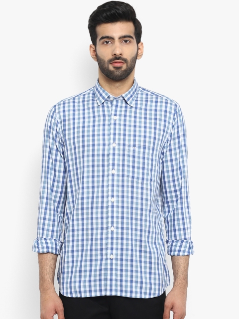 

ColorPlus Men Blue & Off-White Tailored Fit Checked Casual Shirt