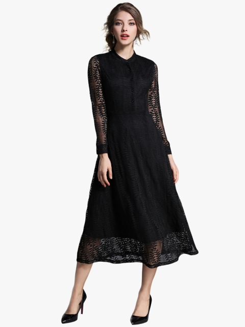 

JC Collection Women Black Self Design Skater Dress